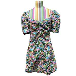 Stradivarius Floral Print Puff Sleeve Mini Dress 0919